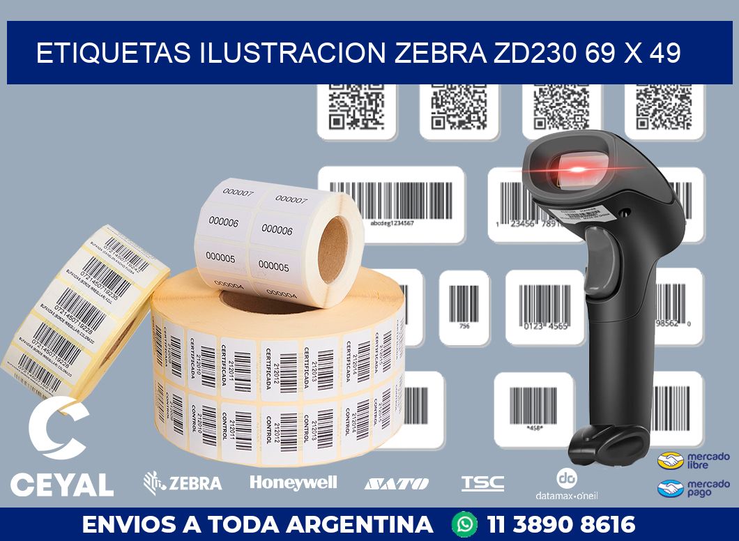 ETIQUETAS ILUSTRACION ZEBRA ZD230 69 x 49