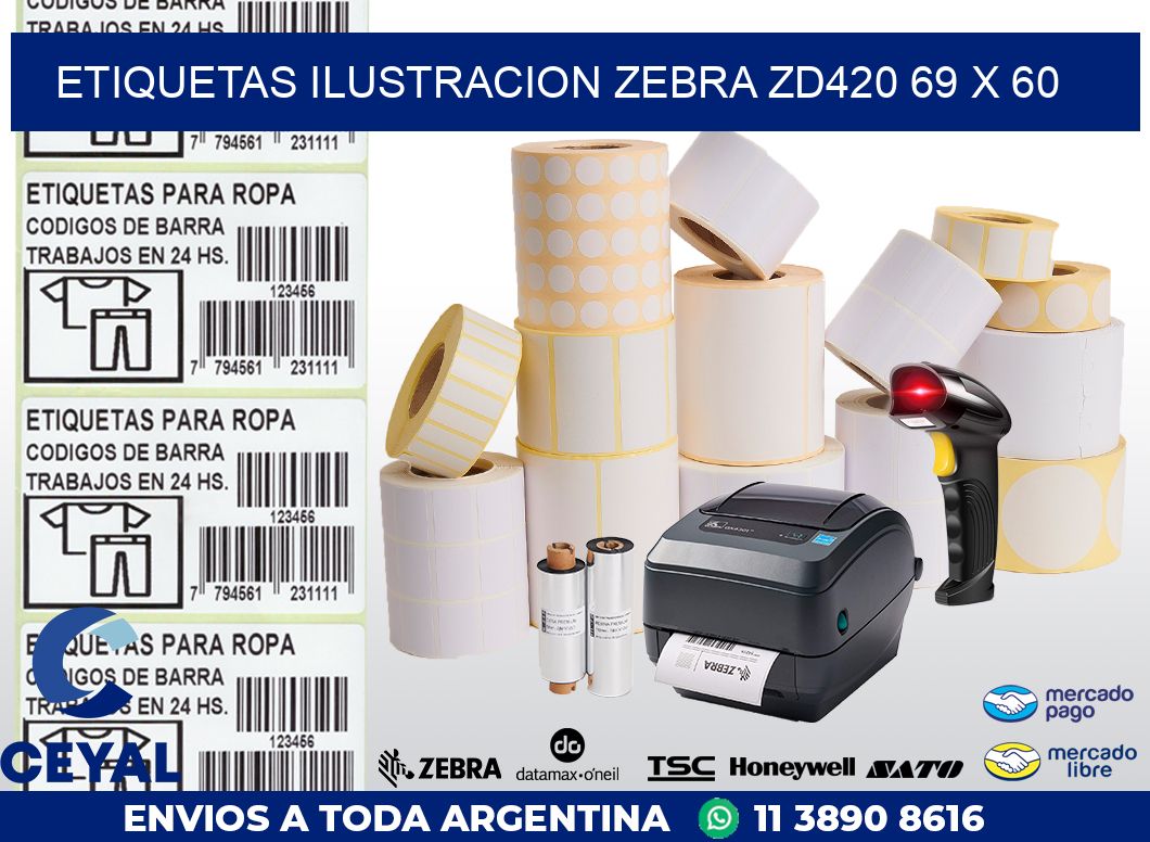 ETIQUETAS ILUSTRACION ZEBRA ZD420 69 x 60