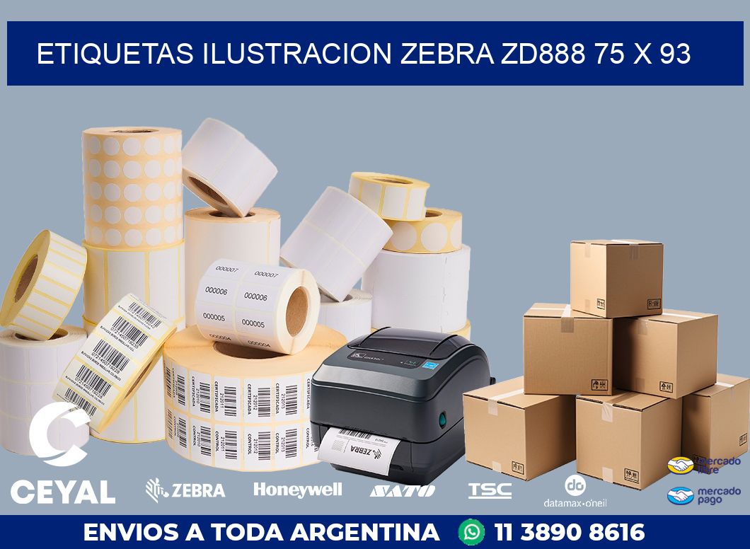 ETIQUETAS ILUSTRACION ZEBRA ZD888 75 x 93