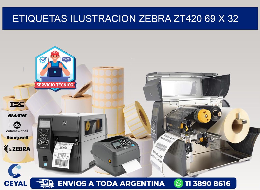 ETIQUETAS ILUSTRACION ZEBRA ZT420 69 x 32