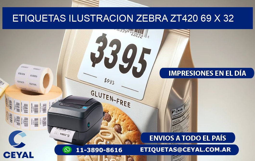 ETIQUETAS ILUSTRACION ZEBRA ZT420 69 x 32