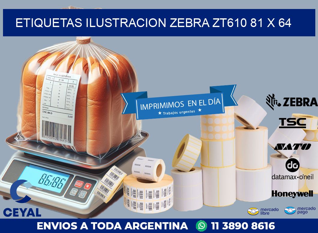 ETIQUETAS ILUSTRACION ZEBRA ZT610 81 x 64