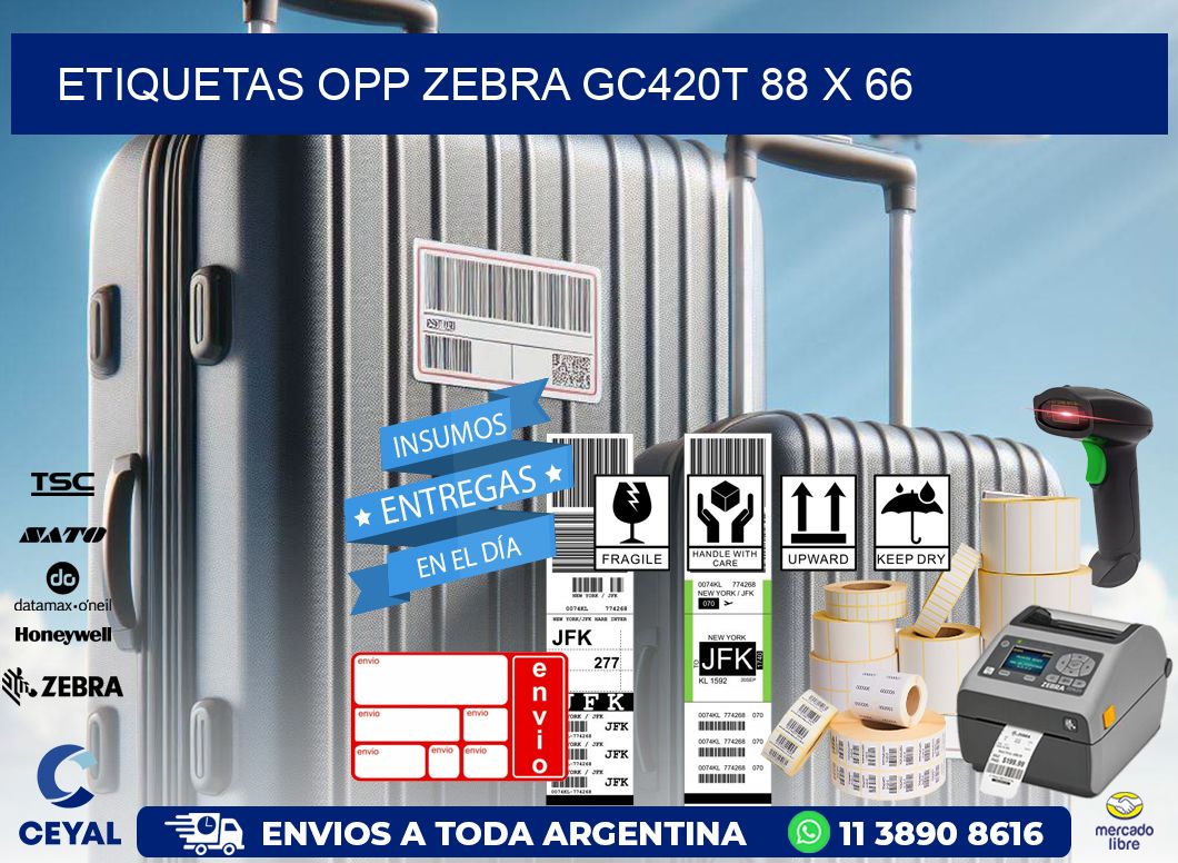 ETIQUETAS OPP ZEBRA GC420T 88 x 66