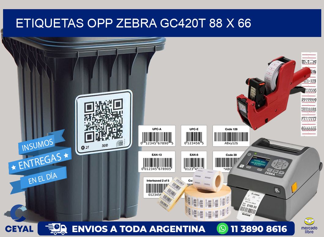 ETIQUETAS OPP ZEBRA GC420T 88 x 66
