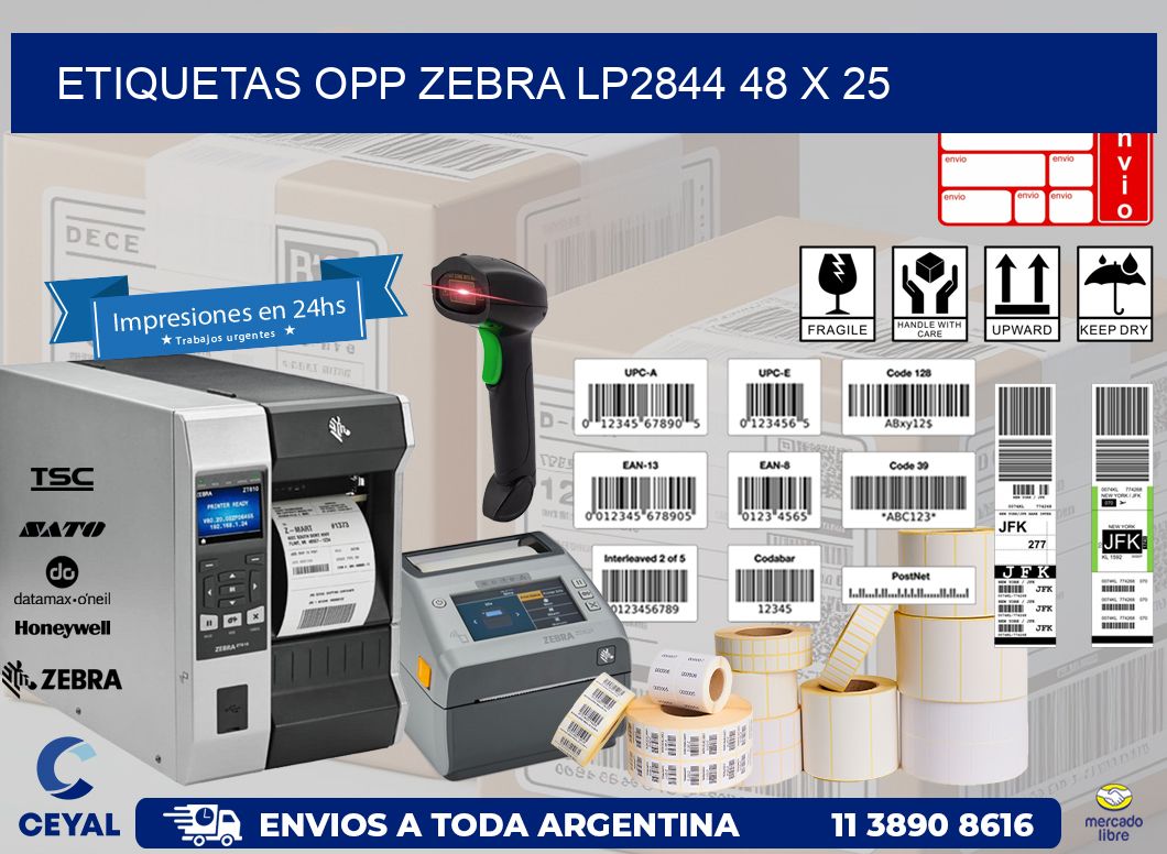 ETIQUETAS OPP ZEBRA LP2844 48 x 25