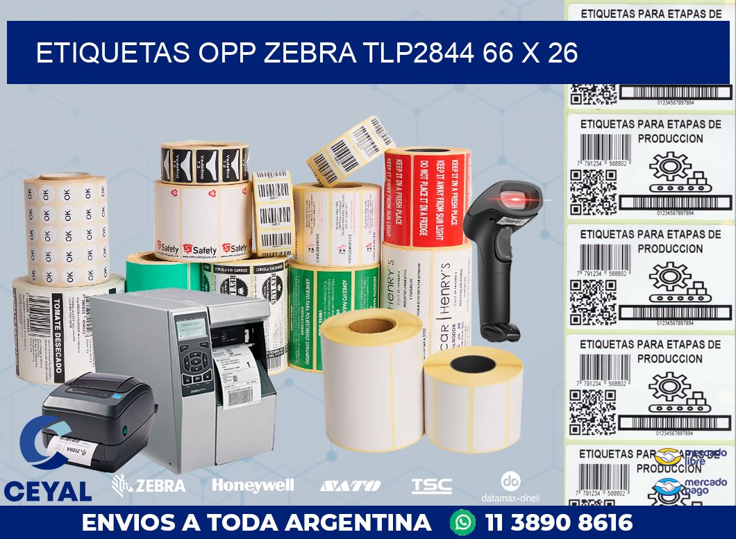 ETIQUETAS OPP ZEBRA TLP2844 66 x 26