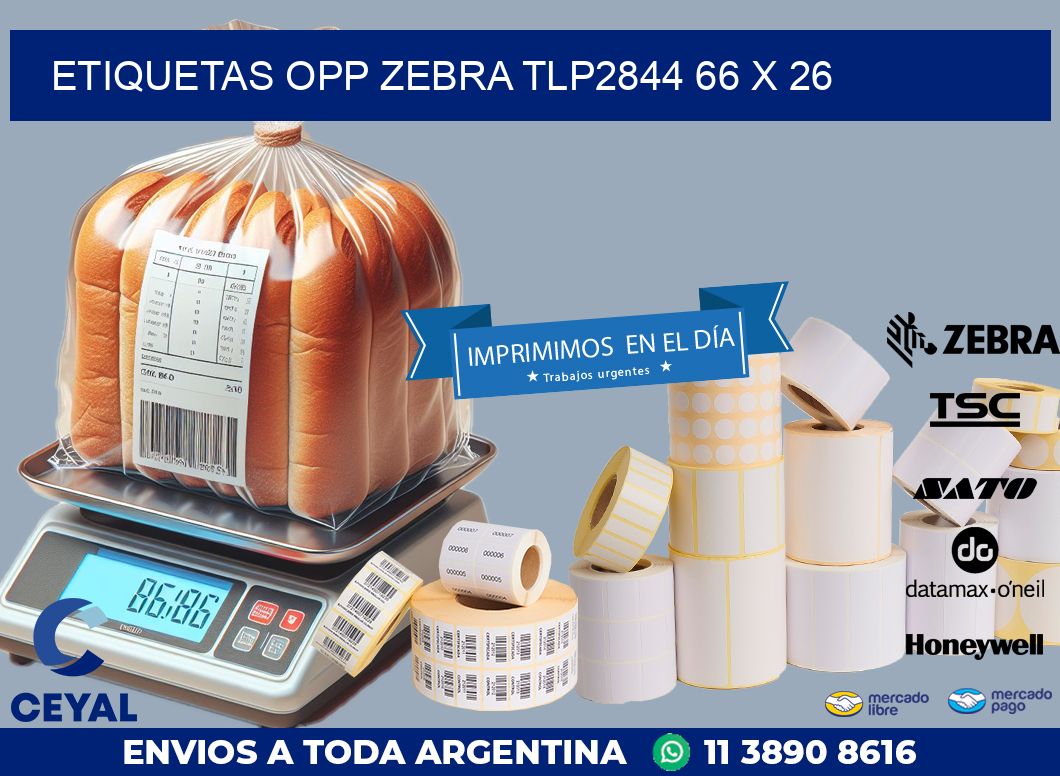ETIQUETAS OPP ZEBRA TLP2844 66 x 26