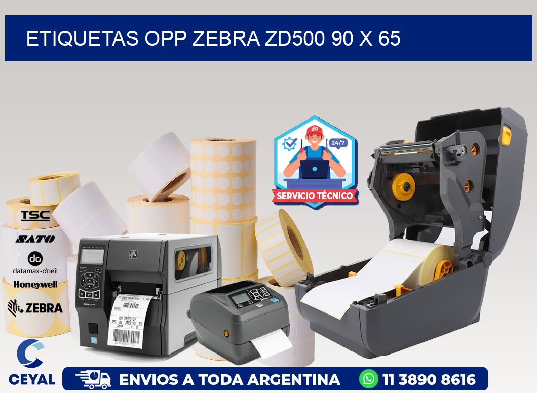 ETIQUETAS OPP ZEBRA ZD500 90 x 65