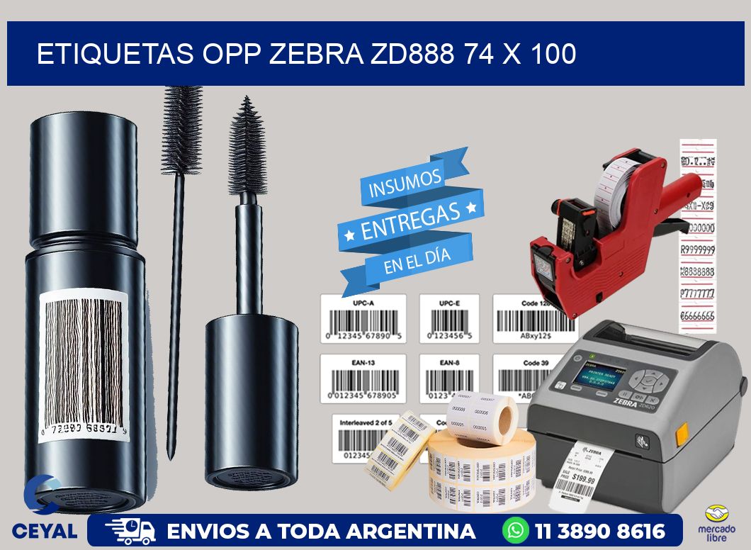 ETIQUETAS OPP ZEBRA ZD888 74 x 100