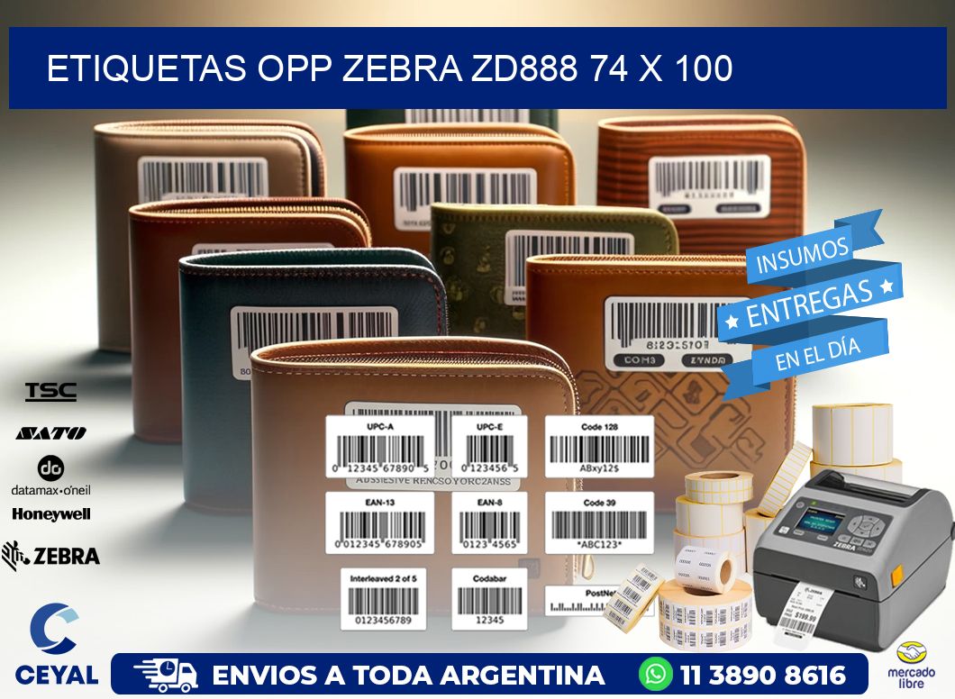 ETIQUETAS OPP ZEBRA ZD888 74 x 100