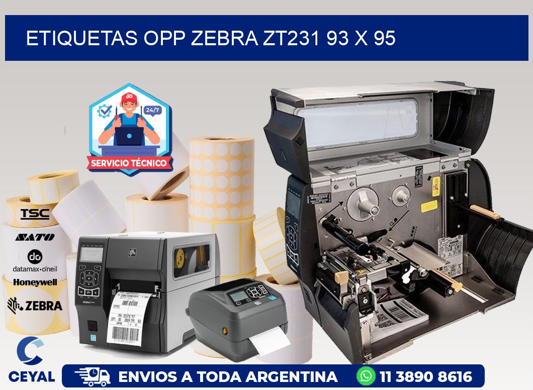 ETIQUETAS OPP ZEBRA ZT231 93 x 95