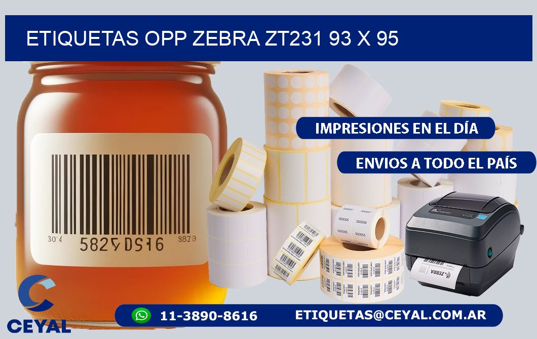 ETIQUETAS OPP ZEBRA ZT231 93 x 95