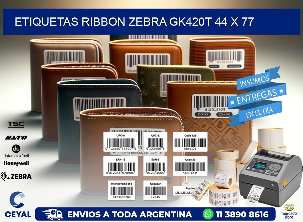 ETIQUETAS RIBBON Zebra GK420T 44 x 77