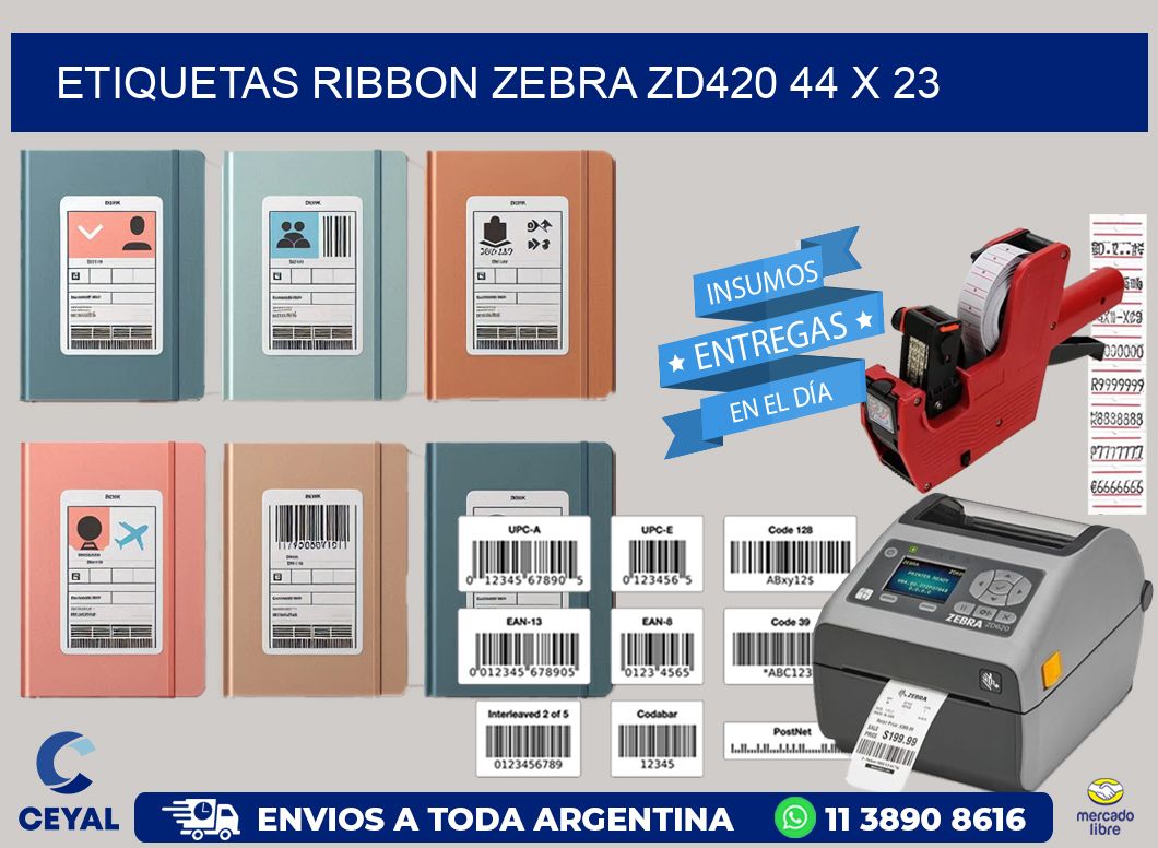 ETIQUETAS RIBBON Zebra ZD420 44 x 23
