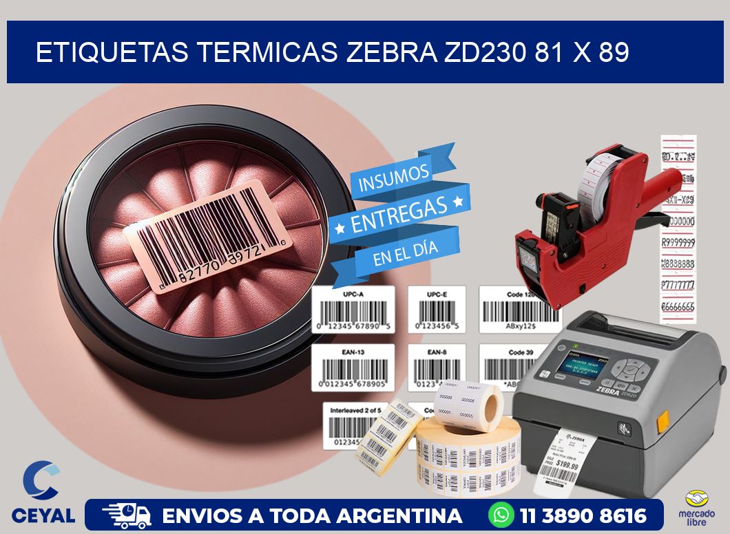 ETIQUETAS TERMICAS ZEBRA ZD230 81 x 89