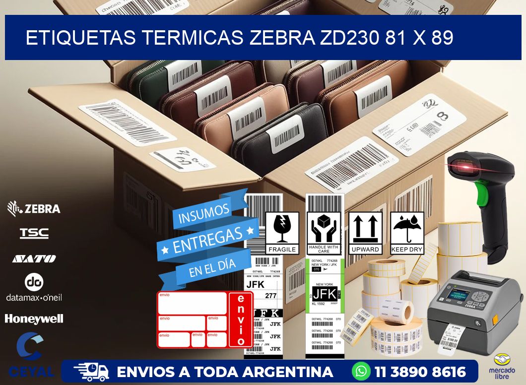 ETIQUETAS TERMICAS ZEBRA ZD230 81 x 89