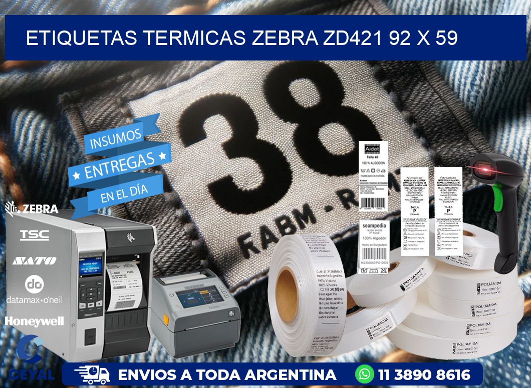 ETIQUETAS TERMICAS ZEBRA ZD421 92 x 59