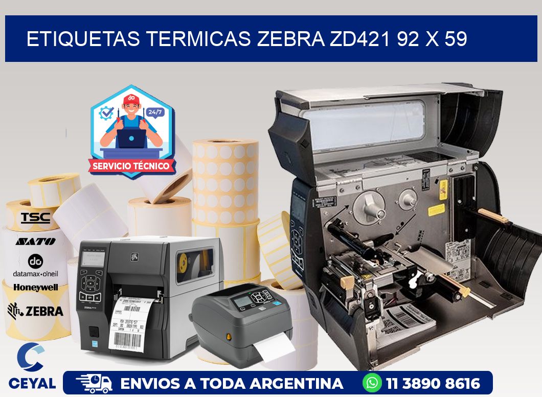 ETIQUETAS TERMICAS ZEBRA ZD421 92 x 59