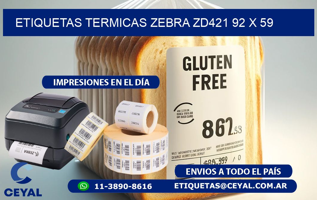 ETIQUETAS TERMICAS ZEBRA ZD421 92 x 59