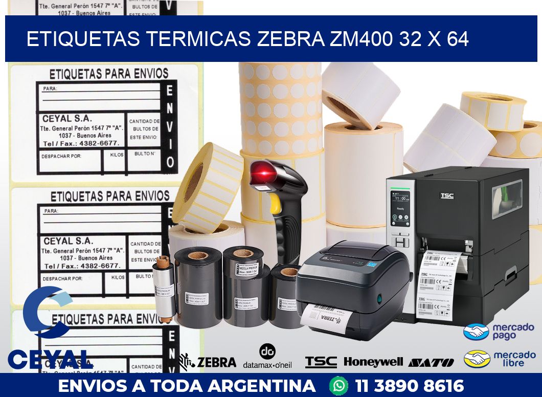 ETIQUETAS TERMICAS ZEBRA ZM400 32 x 64