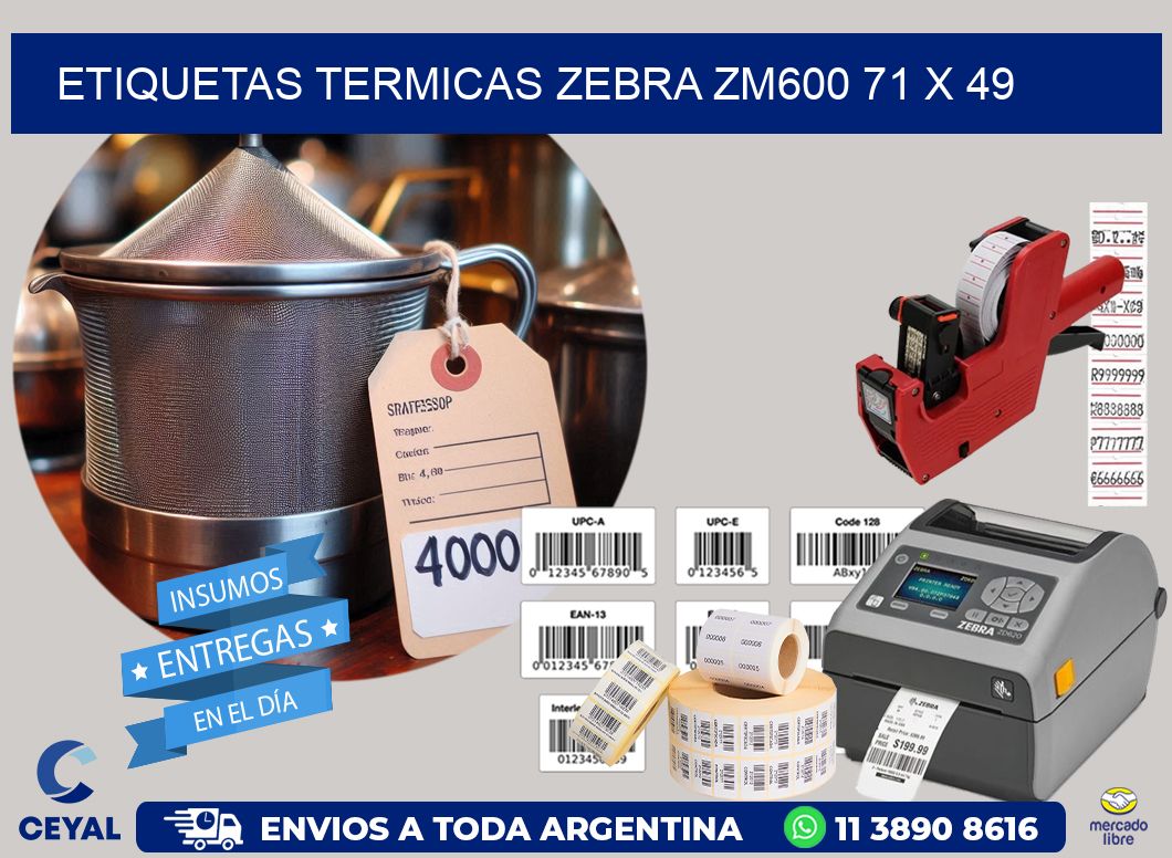 ETIQUETAS TERMICAS ZEBRA ZM600 71 x 49