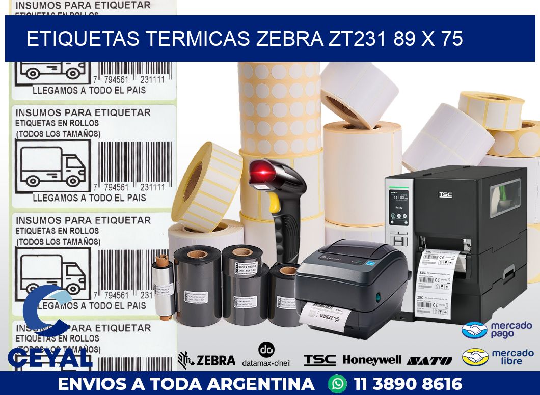 ETIQUETAS TERMICAS ZEBRA ZT231 89 x 75