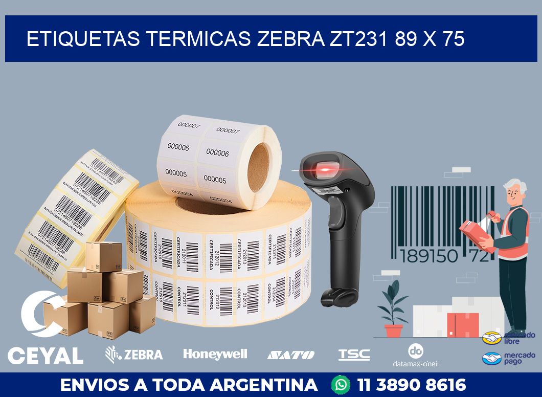 ETIQUETAS TERMICAS ZEBRA ZT231 89 x 75