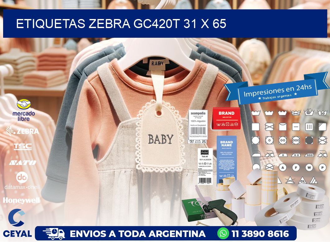 ETIQUETAS Zebra GC420T 31 x 65