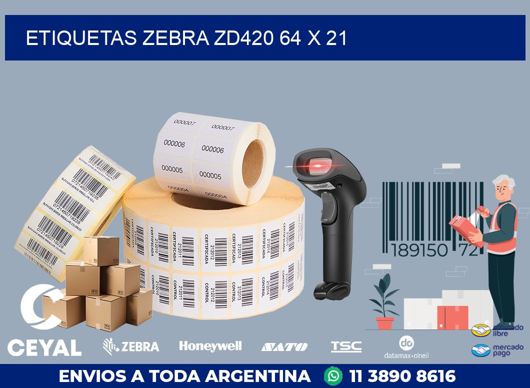 ETIQUETAS Zebra ZD420 64 x 21