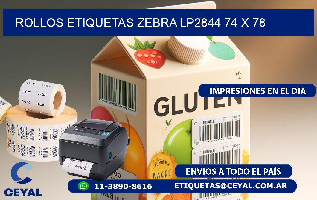 ROLLOS ETIQUETAS Zebra LP2844 74 x 78
