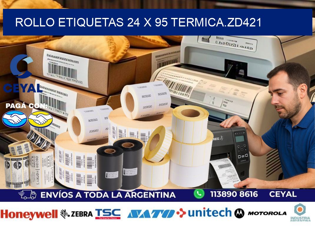 Rollo etiquetas 24 x 95 termica.zd421