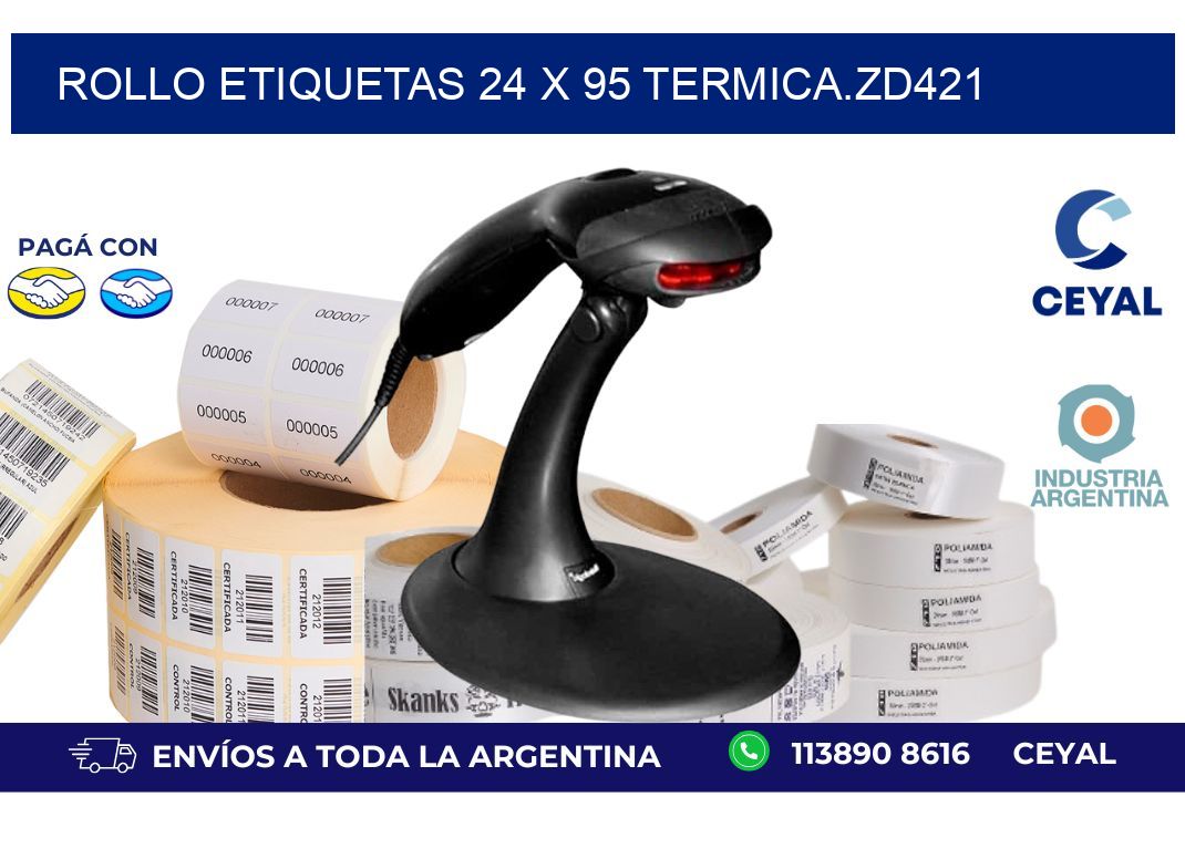 Rollo etiquetas 24 x 95 termica.zd421