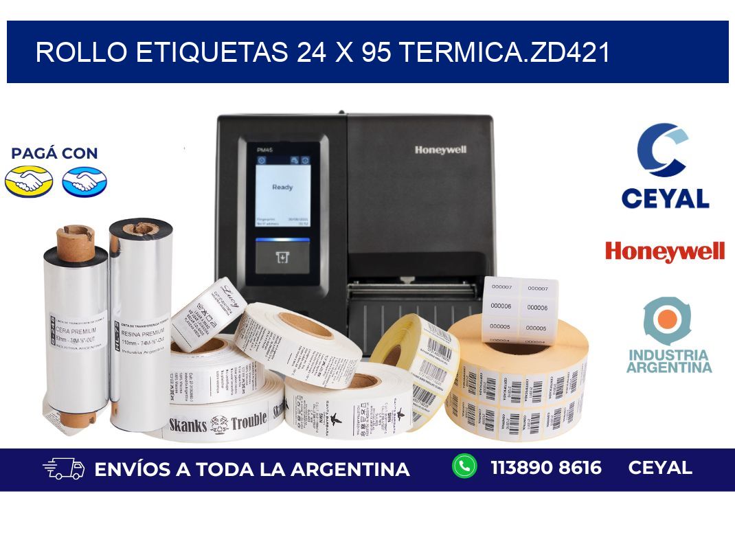 Rollo etiquetas 24 x 95 termica.zd421