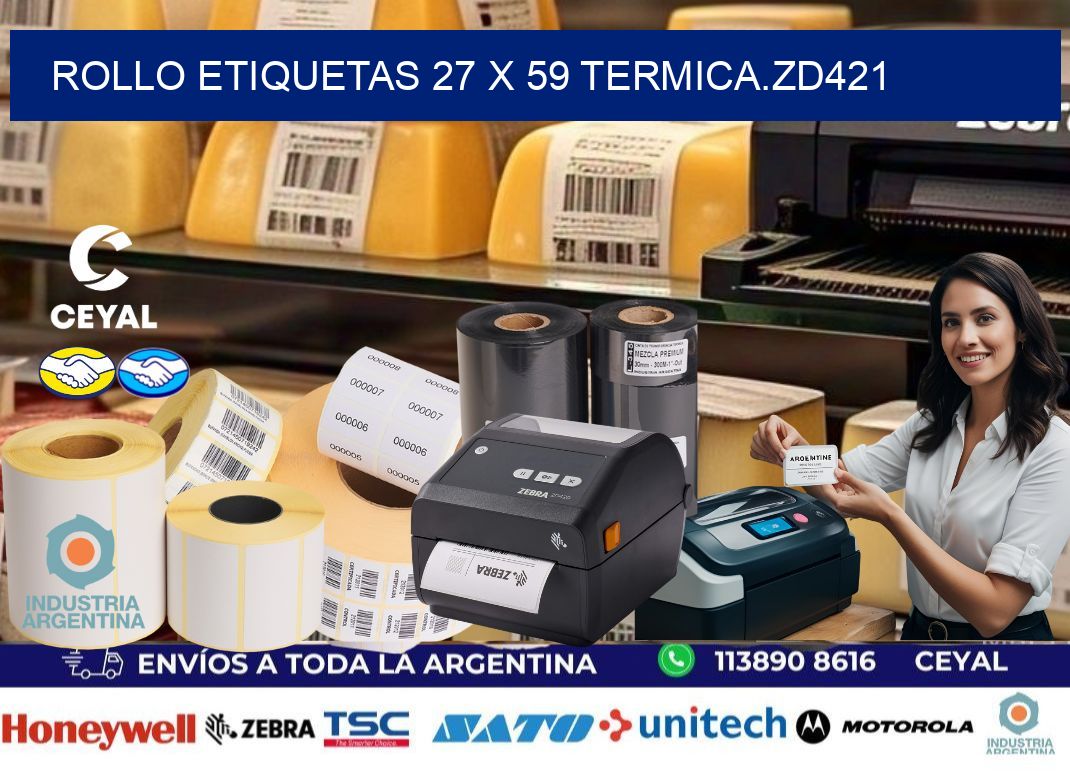 Rollo etiquetas 27 x 59 termica.zd421