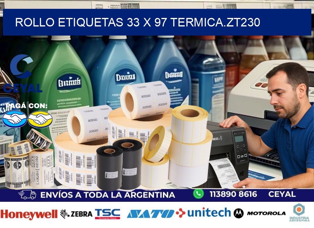 Rollo etiquetas 33 x 97 termica.zt230