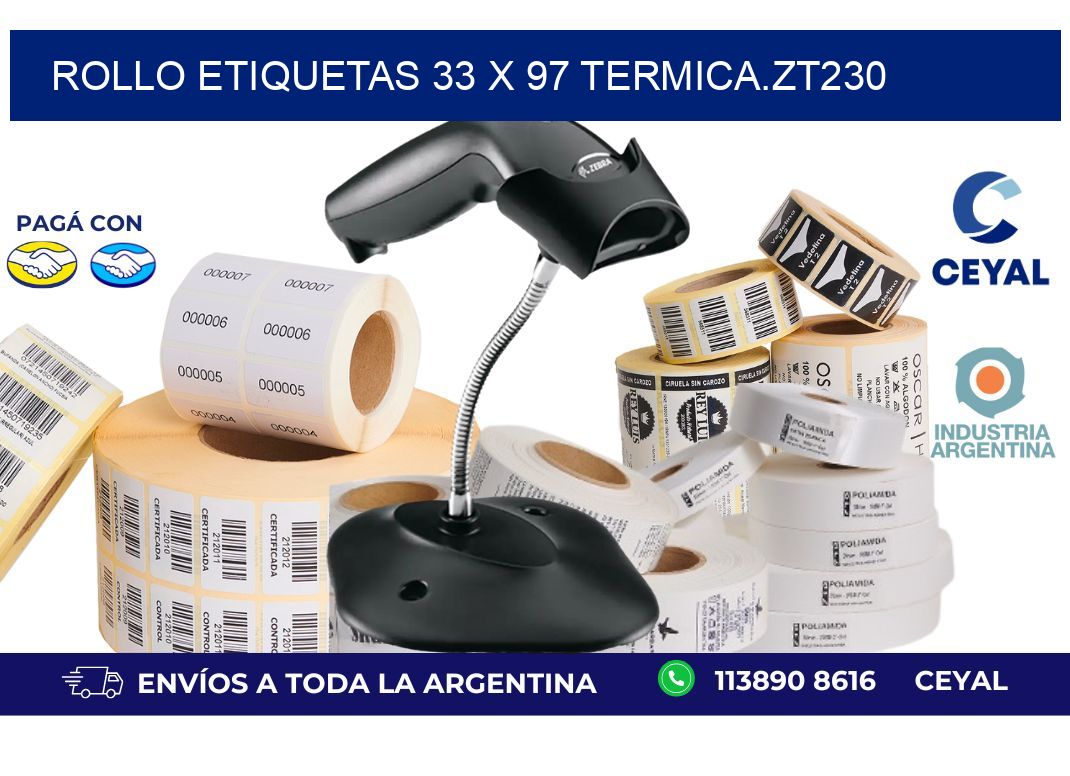 Rollo etiquetas 33 x 97 termica.zt230