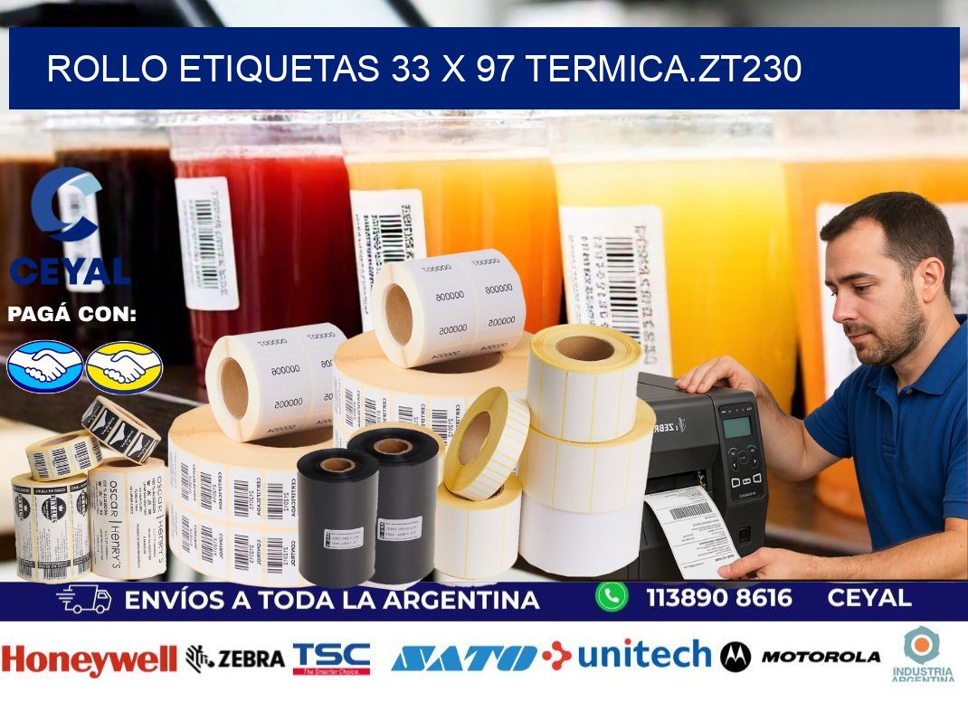 Rollo etiquetas 33 x 97 termica.zt230