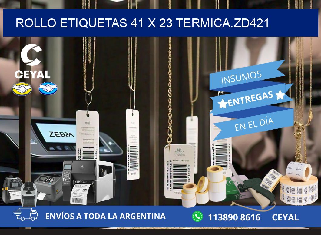 Rollo etiquetas 41 x 23 termica.zd421