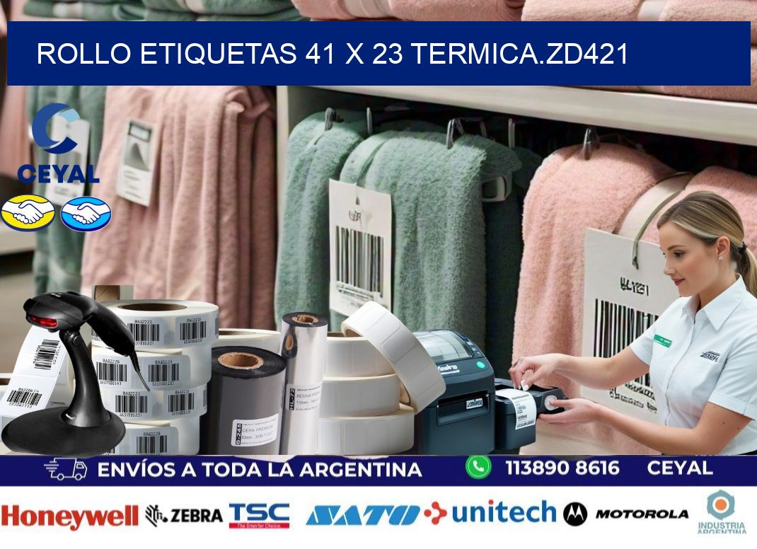 Rollo etiquetas 41 x 23 termica.zd421