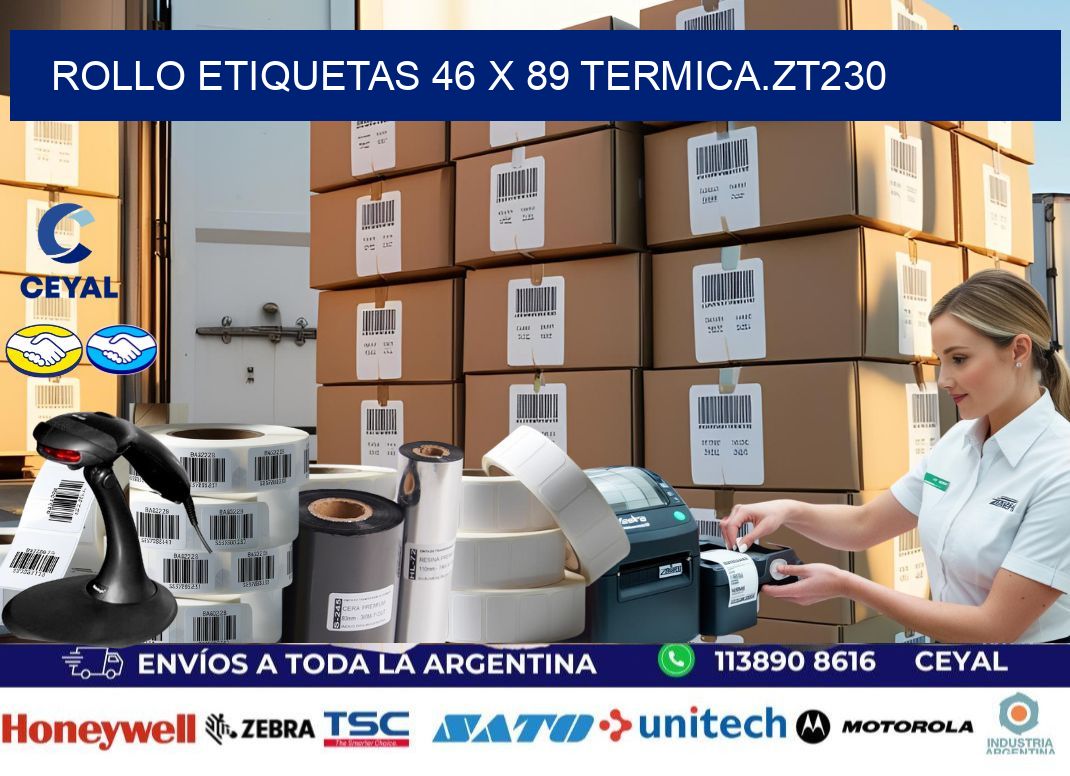 Rollo etiquetas 46 x 89 termica.zt230