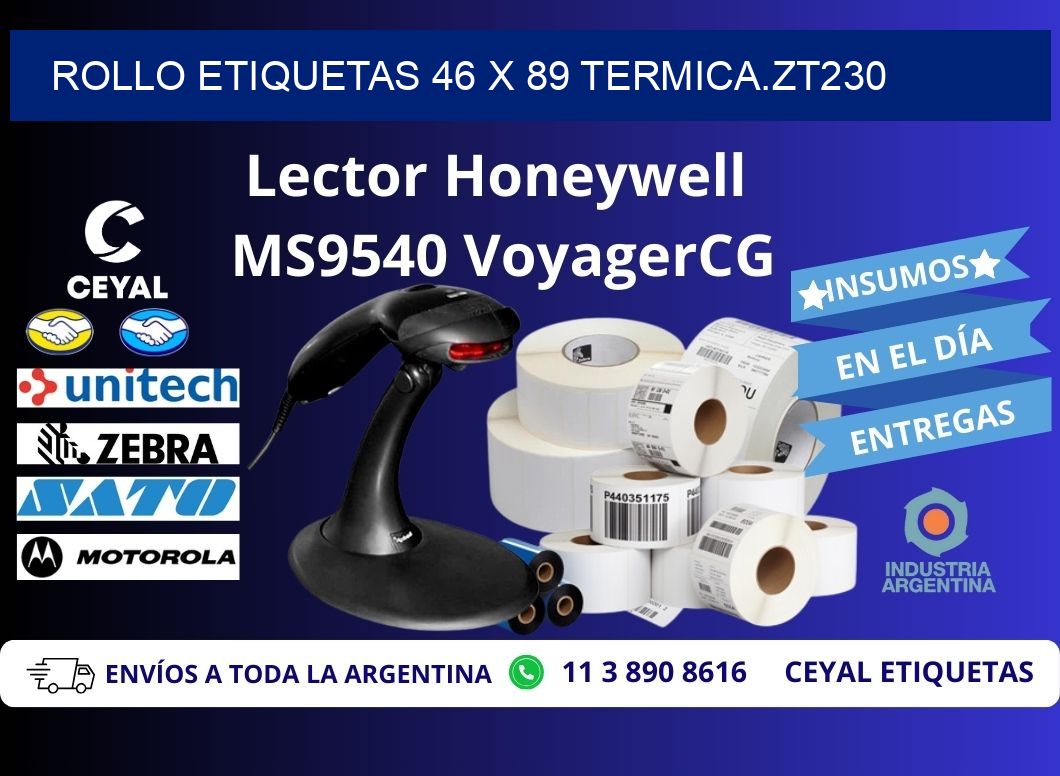 Rollo etiquetas 46 x 89 termica.zt230