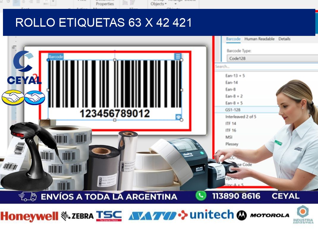 Rollo etiquetas 63 x 42 421