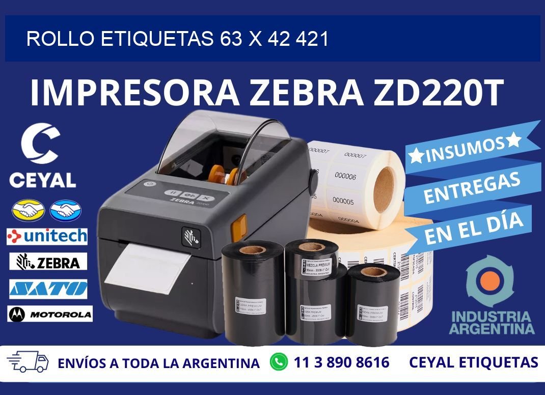Rollo etiquetas 63 x 42 421