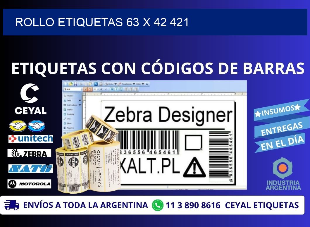 Rollo etiquetas 63 x 42 421