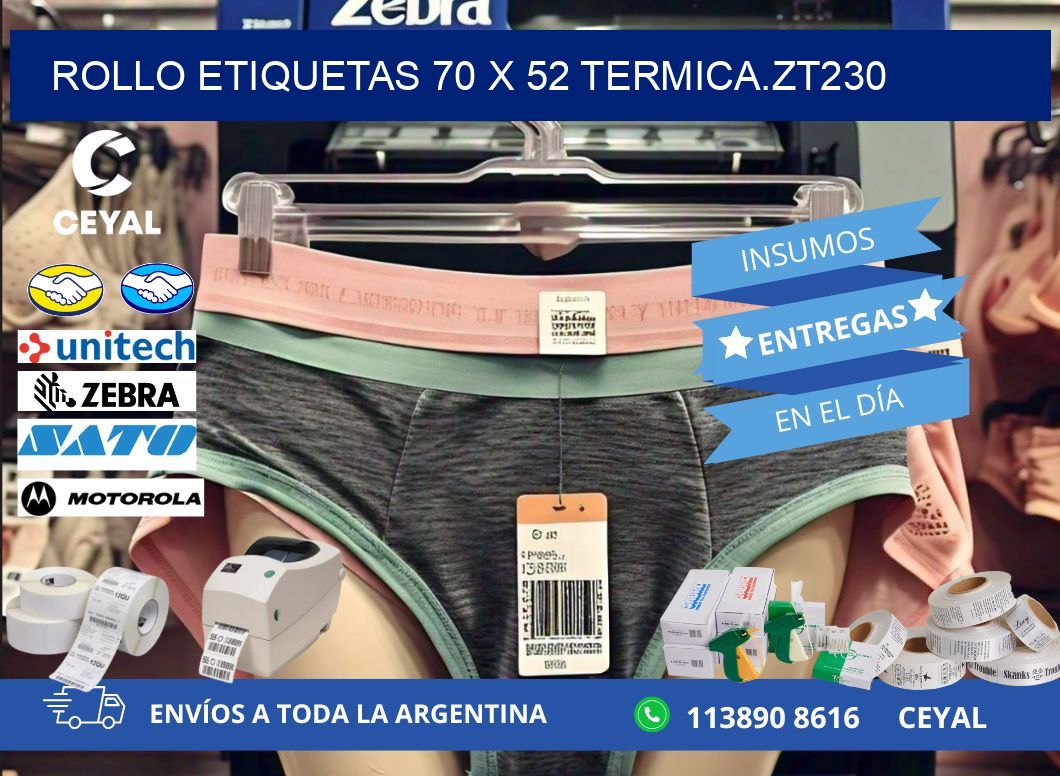 Rollo etiquetas 70 x 52 termica.zt230