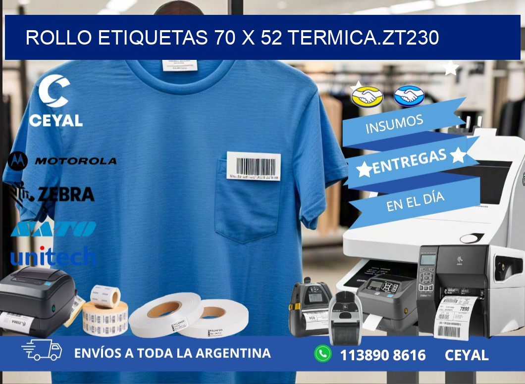 Rollo etiquetas 70 x 52 termica.zt230