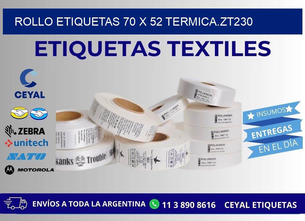Rollo etiquetas 70 x 52 termica.zt230