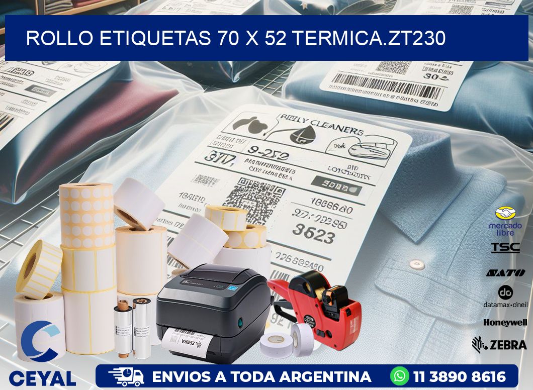 Rollo etiquetas 70 x 52 termica.zt230