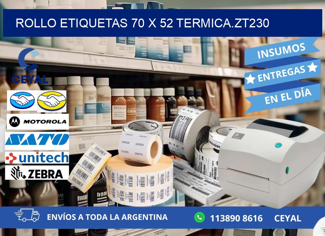 Rollo etiquetas 70 x 52 termica.zt230