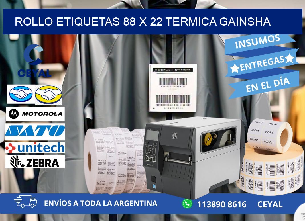 Rollo etiquetas 88 x 22 termica gainsha